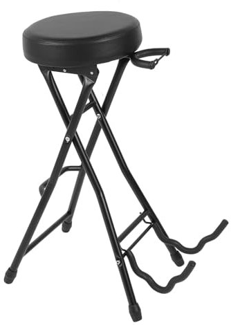 Gitarrenhocker, 29.1in Höhe 300 Lb. Belastbarkeit faltbarer Gitarrenhocker rutschfeste Gummifüße bequeme Fußstütze faltbarer Gitarrensitz mit Gitarrenständer für Haus, Konzertsaal