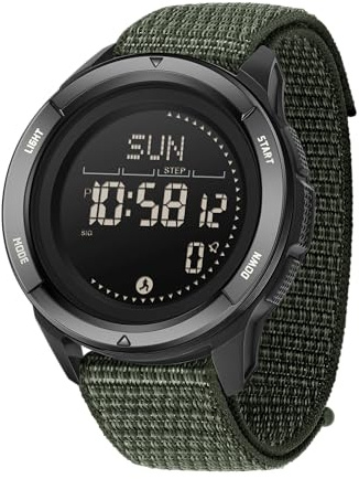 Forrader Herr digital klocka, militärklocka för män med nylon/silikonrem, vattentät stegräknare klocka mode armé taktisk sportklocka