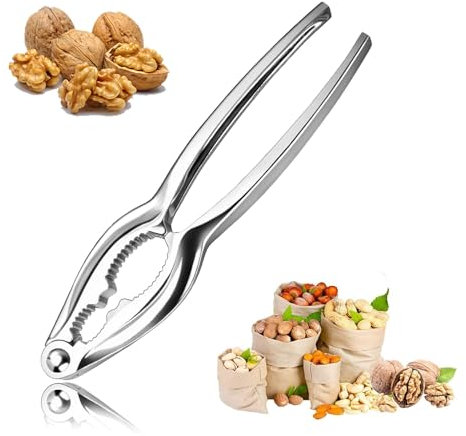 Heavy Duty Nut Cracker, Multi Tooth Walnut Clip with Non-Slip Handle Stainless Steel Nut Opener Tool for Walnut Hazelnut Almonds Pecan, Metal Nut Cracker Tool for All Sorts of Nuts