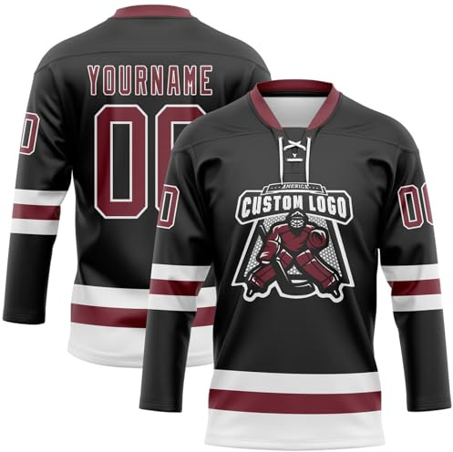 Personalised Ice Hockey Jersey Customisable with Your Name/Number/Logo Long Sleeve Hockey Jersey Clothing for Ice Hockey Fans Men Women Youth A10