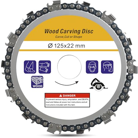 Disque Bois Meuleuse 125mm, 1 unité Disques à ébarber, Disque Bois Meuleuse en Bois en Carbure de Tungstène, Disques de Meulage pour Façonner, Meuler, Couper et Sculpture