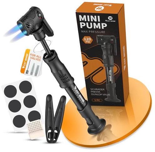 Bicycle Pump Mini Bike Pump Aluminum Alloy Cycle Pump for Presta & Schrader Valve, Portable Lightweight Bike Tyre Pump Fast Tyre Inflation Mini Air Pump For Mountain Road Bike Ball Pump