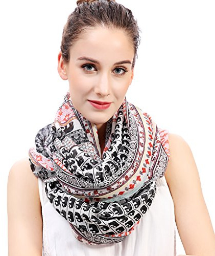 Lina & Lily Bufanda Infinita Snood con Estampado de Elefantes (Multi)
