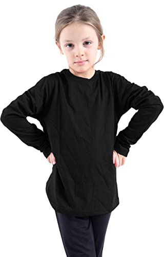 GW CLASSYOUTFIT Barn Flickor Pojkar Enfärgad Långärmad Skola Grundskola 52% Bomull Pojkar T-skjorta Toppar Rund Hals Enhetlig Jumper