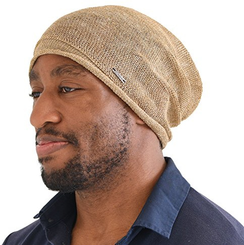 CHARM Linen Beanie Hat Summer Cap, Beige