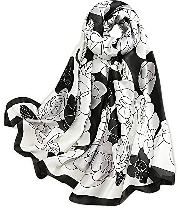 LumiSyne Foulards En Soie Peinture à l'Encre Artistique Imprimé Floral Élégant Echarpes Long Foulards Coloré Châle De Plage Toute La Saison Pour Mariage Ou Quotidien