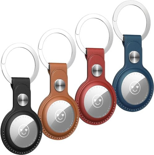 Benazcap PU Leather Case for AirTags with Key Finder, Hard AirTag Case & Keyring