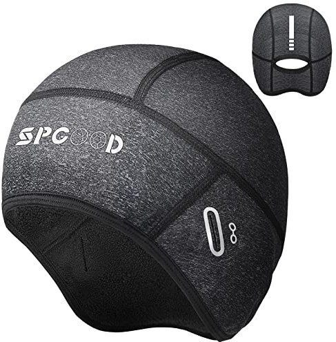 SPGOOD Fahrrad Mütze Radmütze Helm Unterziehmütze Herren/Damen Fahrrad Kappe Sportmütze Laufmütze Bike Warm Cap Winter Winddichte Wintermütze Atmungsaktiv Helmmütze(Grau Damen)