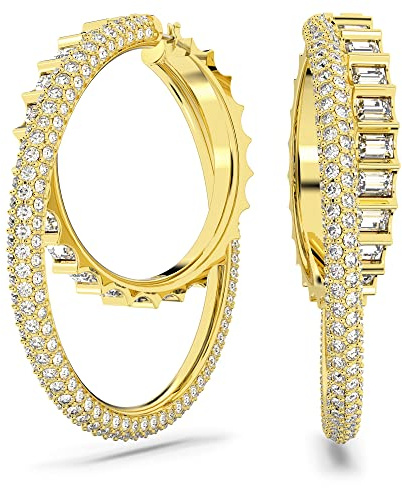 Swarovski Boucles d’oreilles Rota, cristaux blancs, plaqué ton or