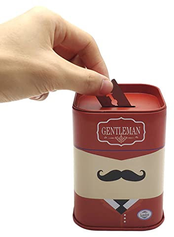 DHinkyoung Banco de cuchillas de afeitar, caja de eliminación de afeitadora estilo caballero con patrón de barba roja, caja de eliminación segura de cuchillas de afeitar, caja de reciclaje desmontable