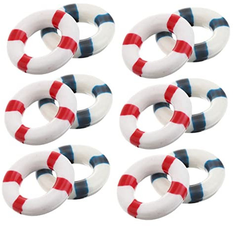 Yardwe 12 Stück Micro Schwimmring Wandbehang Ring Schmuck Miniatur Dekoration Nautische Wandkunst Miniatur Schwimmring Mini Rettungsring Dekoration Winzige Nautische Rettungsring