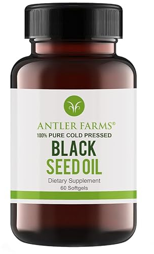 Antler Farms - Black Seed Oil Softgel Capsules -100% Pure, Virgin, Cold-Pressed 60 Softgels, 500mg – 2% Thymoquinone, Turkish Black Cumin Nigella Sativa Seed Oil