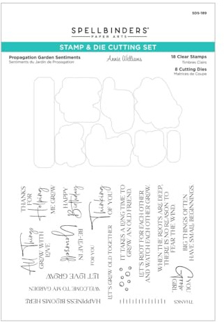 Spellbinders SDS-189 Propagation Garden Sentiments Stamp & Die Cutting Set from the Propagation Garden Collection by Annie Williams
