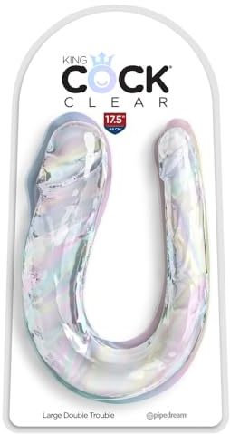 King Cock Large Double Trouble Clear 44 cm