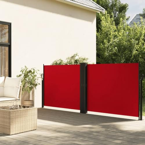 Keyroto Store latéral pour balcon, marquise latérale, brise-vent, terrasse, store latéral extensible pour terrasse, rouge 100 x 1000 cm