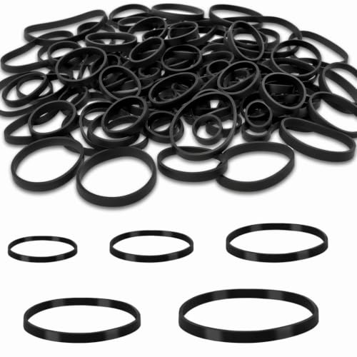 wonkeken 150Pcs Elastic Bands 5 Sizes Heavy Duty Thick Rubber Bands Natural Strong Elastic Bands Wide Rubber Bands Home School Office Workshop Accessories Fixed Stretchable Bands Black 2.5/4/5/6/8CM