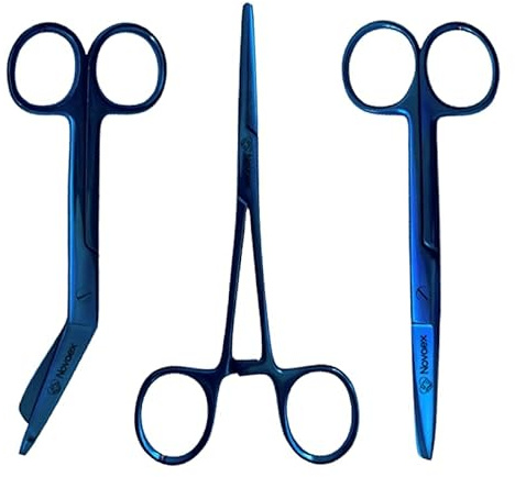 Lot de ciseaux d'infirmière « Deep Blue » - Certificat MDR - Ciseaux pour pansements - Ciseaux - Kocher - Accessoires d'infirmière - Cadeau d'infirmière