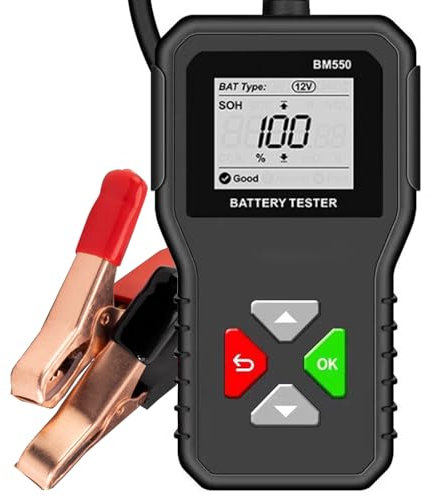 BM550 Testeur Batterie AUTO 6V 12V 24V, 100-2000 CCA 2-200Ah Testeur Alternateur Automobile, Système Détection Charge Voiture,Analyseur Batterie Numérique pour Voiture Camion Moto ATV SUV Bateau Yacht