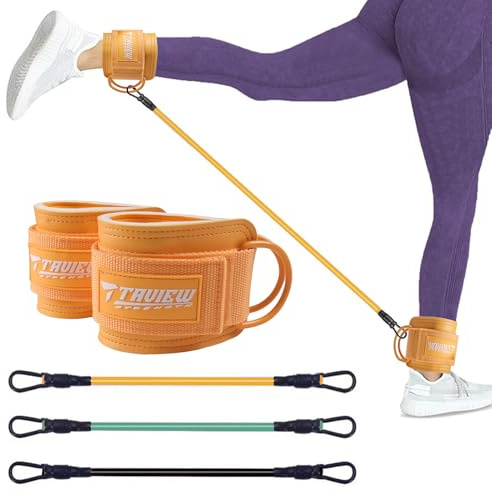 Correas de tobillo con puños, bandas de tobillo para entrenamiento, banda de resistencia de tobillo para pierna, equipo de entrenamiento de glúteos para entrenamiento de cadera (rosa con 3 bandas de