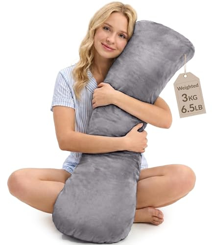 ODOXIA Cuscino Ponderato Per Il Corpo 3 Kg | 104 * 30 CM | Dormi Meglio & Ritrova La Calma | Weighted Body Pillow Relax | Cuscini Ponderati Per Adulti | Rivestimento Morbido, Lavabile