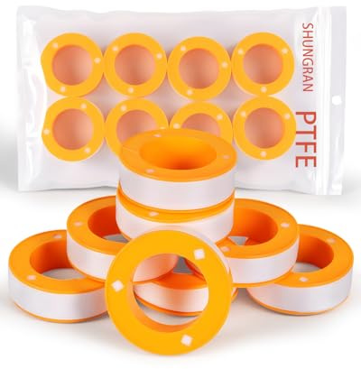 shungran 8 Pcs Plumbers Tape, PTFE Sealing Plumbing Teflon Tape, Prevent Leakage of Pipes, Shower Head and Sewers, 15mm X 10m X 0.1mm