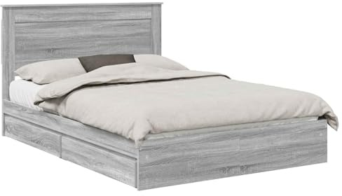 vidaXL Cama con Almacenamiento con cabecera Gris Sonoma 160 x 200 cm