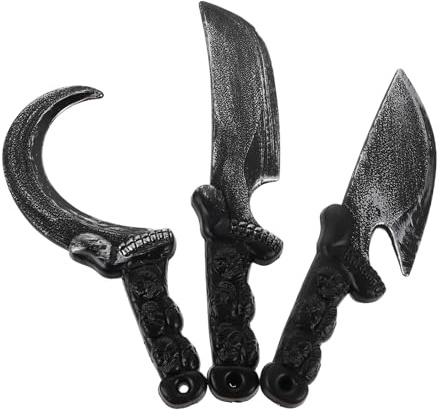 POPETPOP 3pièces Couteau Factice Décoratif Plastique Faux Couteau Courbe pour Décoration de Fête Costumée Accessoire de Cosplay pour Thème Pirate