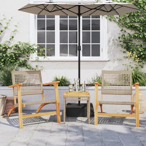 Solivagant Ensemble de Bistro 3 pcs Beige résine tressée et Bois d'acacia,(15.8 KG)