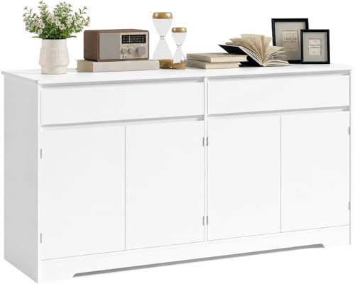 Xbro Aparador de Cocina, Mueble Auxiliar de Almacenaje con Cajón, para Cocina, Salón y Comedor, de Estilo Moderno, 140×40×89 cm