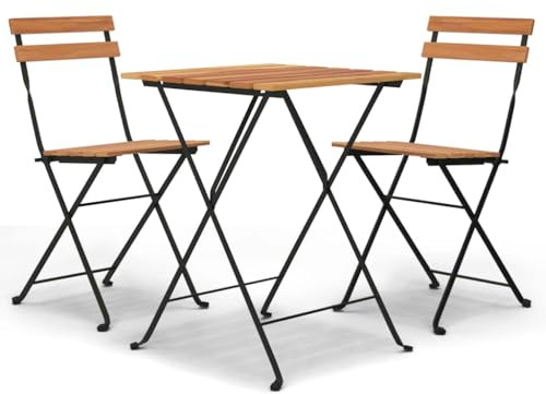 KGHFDVB Ensemble de bistro pliable 3 pièces en acier teck