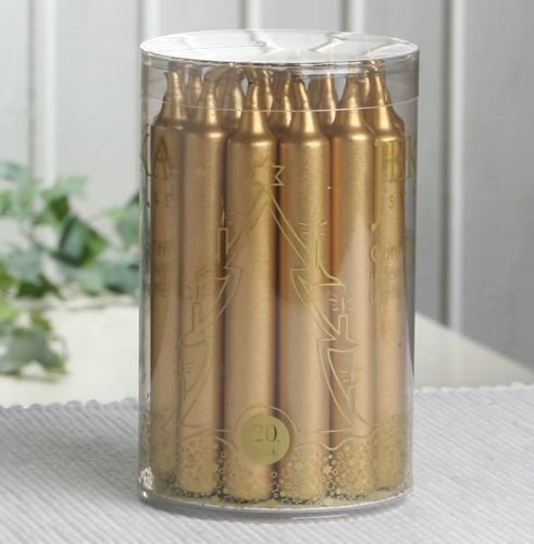 CandleCorner Weihnachtskerzen Premium-Baumkerzen Trend (20er Dose), Gold-metallic