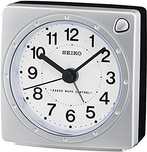 Seiko Réveil Radio-piloté en Plastique, Argent/Noir, S, Réveil Radio-piloté