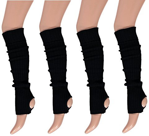 krautwear® dam flickor balettstulpen med hälhål benvärmare balett stulpen legvärmare armstulpen ca 55 cm 80-talet år 1980-talet svart vit neon rosa grön gul orange