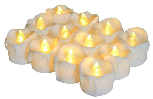 Teelichtkerzen Batteriebetrieben mit Timer (6 Std. EIN 18 Std. Aus), 12 Stück LED flackerndes flammenloses Teelicht Elektrische gefälschte Votivkerzen für Weihnachtsfeiern, Halloween, Hochzeiten