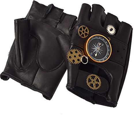 GRACEART steampunk-handskar gotiska fingerlösa vantar för män
