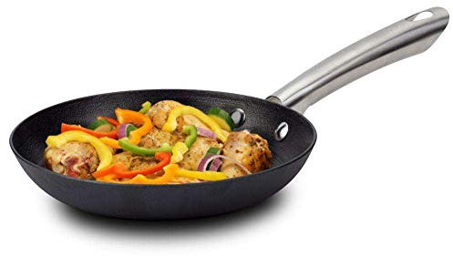 Nava Atlas Cast Iron Frying Pan with Stainless Steel Handle, Oven Safe Skillet for Cooking and Baking, Non Stick Fry Pan, Induction Hob Compatible, 20cm Diameter