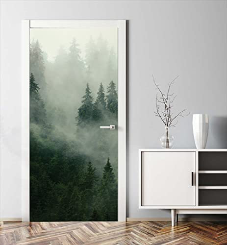 MyMaxxi | Tür bekleben mit Türtapete Selbstklebend 90x200 nebliger Wald |Tür verschönern mit Türfolie | Türaufkleber XXL Aufkleber Folie | Türposter Türklebefolie für jedes Zimmer -