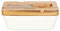 HOMLA MOOKA Butterdose mit Deckel und Messer Porzellan - Butterglocke Butterschale Box für Butter Behälter - Holz Edelstahl Weiß 11x16 cm