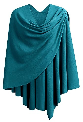 PULI Womens Cross Front Shawl Wraps Elegant Ponchos Finely Draped Knitted Cape Cardigan for Evening Dress Wedding Shawls