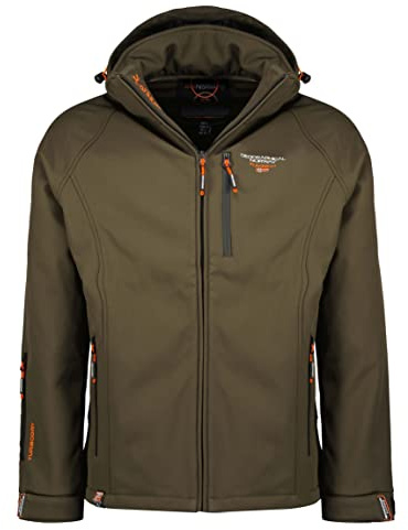 Geographical Norway Taboo Men - Giacca Softshell Uomo Cappuccio Impermeabile - Giubbotto invernale Antipioggia Esterno - Escursionismo Sci Autunno Inverno Primavera (Kaki L)