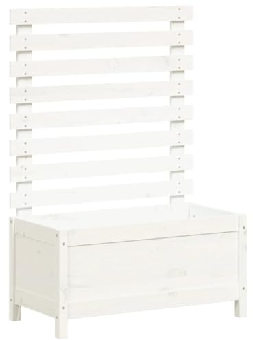 vidaXL Odlingslåda med spaljé vit 79x39,5x114 cm massiv furu, hög odlingslåda, odlingskruka, blomkrukor, höga odlingslådor, odlingskrukor, blomkruka