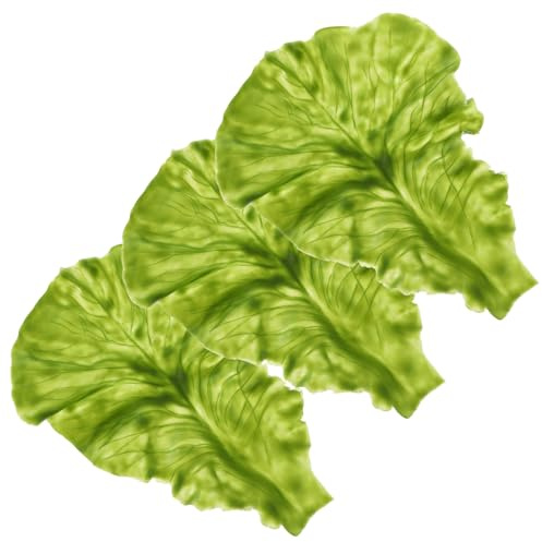 ULDIGI 3pezzi Lattuga Di Simulazione Foglie Decorative Realistiche Modellini Di Verdure in Pvc Accessori Per Ristoranti Espositori Di Cibo