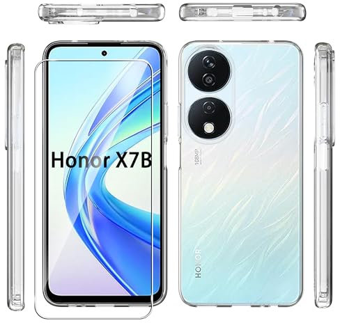 zZjoOoj Funda Compatible con Honor X7B / Honor 90 Smart + 1 P1ezas Protector de Pantalla, Suave TPU Silicona Caso Delgada Anti-arañazos Case - HD Transparente