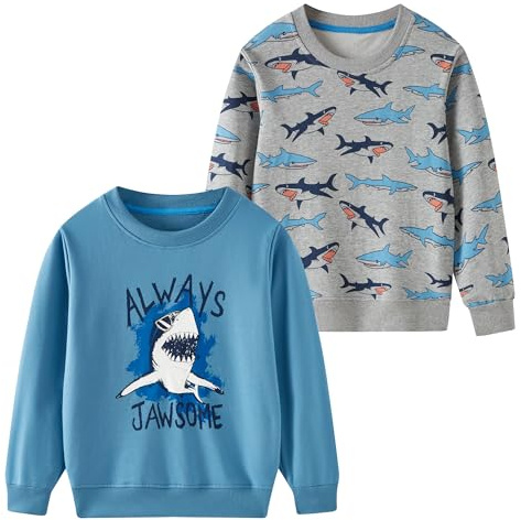 SOIBEEN pojkar tröja förtjusande barnpullover 2-pack topp skjorta jumper rund hals långärmad vardagskläder vår höst bomull huvtröja 1-10 år