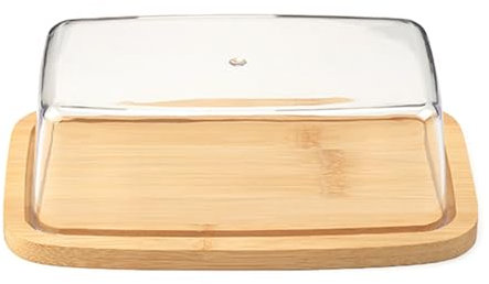 Burriera ermetica con coperchio in plastica, contenitore rettangolare per burro di bancone e frigorifero, vassoio per burro di bambù, grande capacità