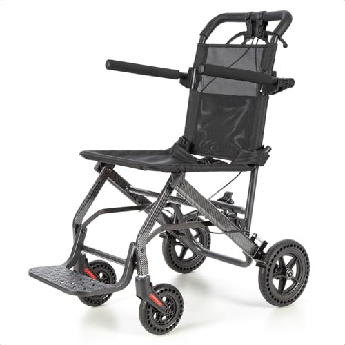 Care Parents,Rollstuhl Faltbarer Leicht,Aluminium,6.3kg, Sitz 40 cm, Reiserollstuhl Ultraleicht FaltbarLeichtgewicht,FaltrollstuhlKann, Klappbar Transport Rollstühle,CP-A188