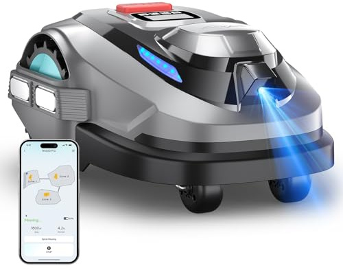 YARDCARE N1600PRO Robot Tagliaerba Senza Filo Perimetrale,Fino a 1600 m²,Rasaerba robot con RTK+Vision,Gestione multi-area, percorso di taglio a U,Auto-Mappatura