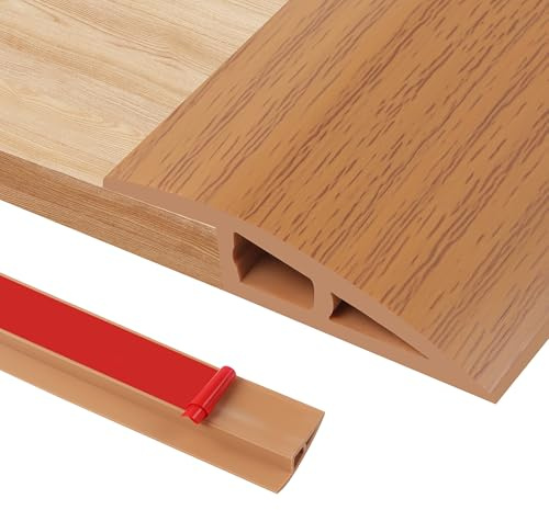 300cm Umbral de Nivel de Suelo Autoadhesivo,Perfil de Transición de PVC Para Suelos de 7 a 10 mm de Altura para Alfombras, Suelos, Umbrales y Bordes(A5010,Grano de Madera Amarillo)