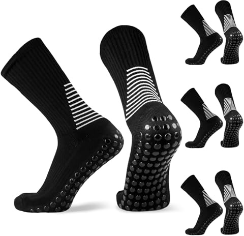ZAHRVIA 3 Paires Chaussette Antidérapante Foot Homme Femme, Respirantes Chaussette Foot, EU 39-45 Chaussette Sport pour Football Basket Rugby Yoga Trekking