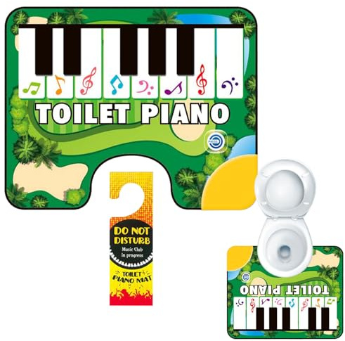 Giwoatln Alfombrilla De Piano para Inodoro, 60x48cm Alfombrillas De Inodoro con Teclado De Piano, Alfombrillas para Orinal con Teclado Electrónico, Alfombra Interactiva con Sonido DePiano para Baño